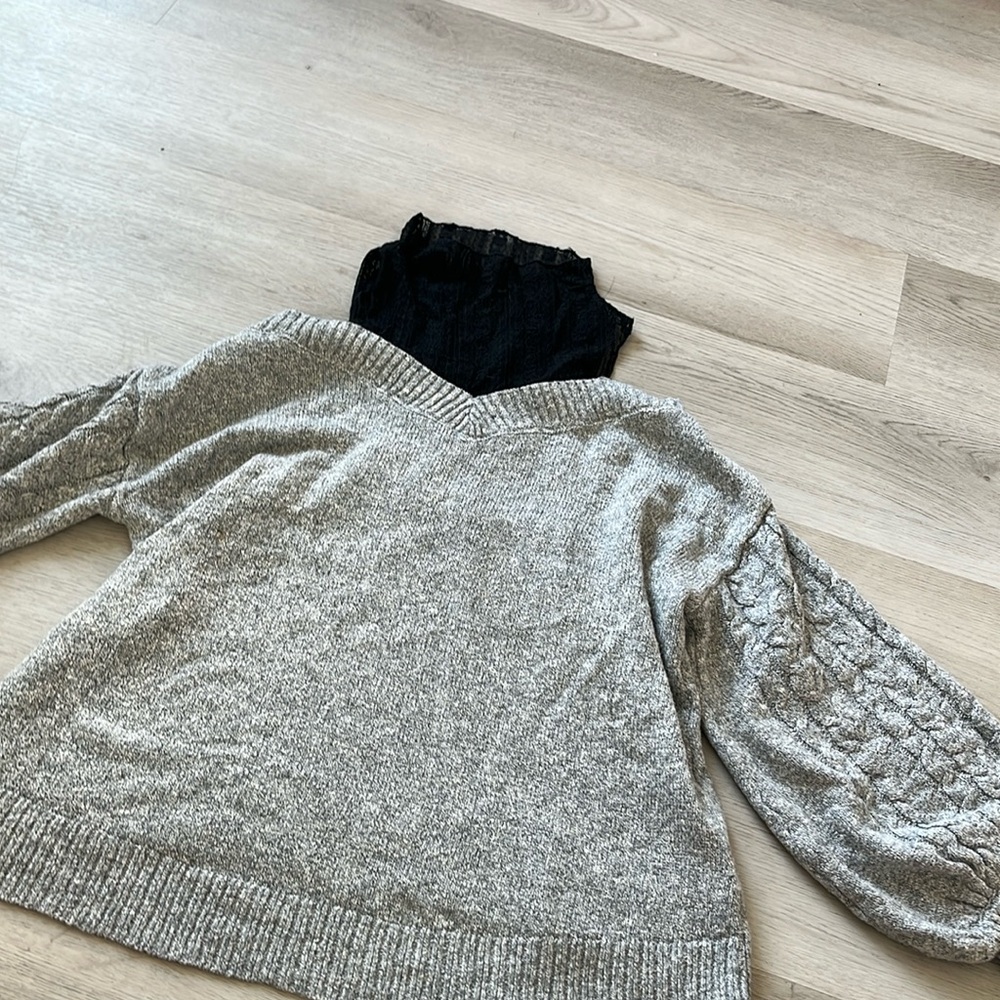 Off the shoulder grey sweater